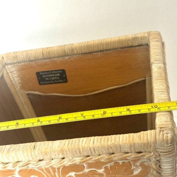 Pier 1 Rattan Waste Basket 11.5" White Wash Jamaica Collection Wicker Trash Can - Picture 15 of 16